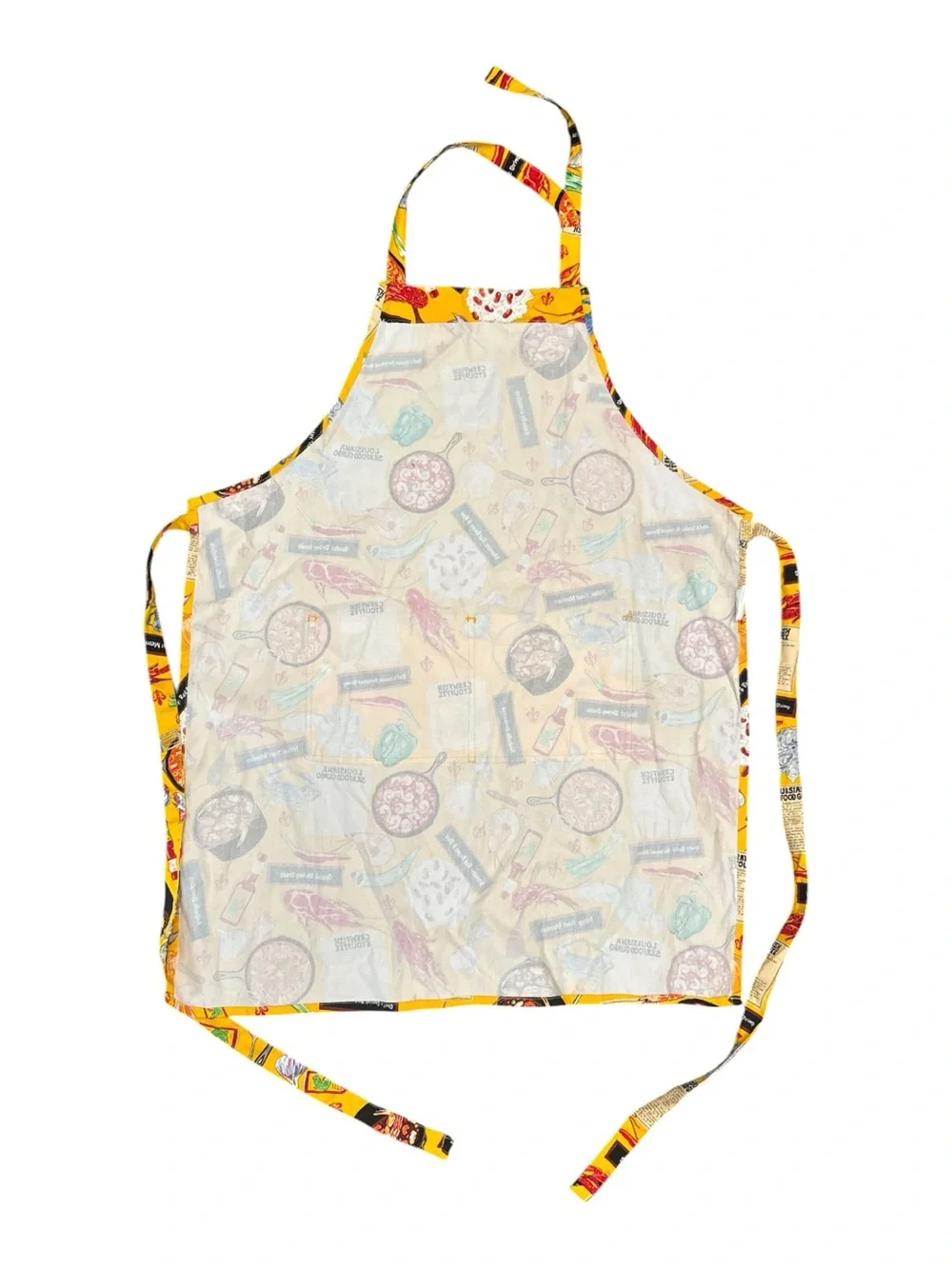 Louisiana Recipe Yellow Culinary Print Cotton Apron - Kitchen Chef Apron Cooking